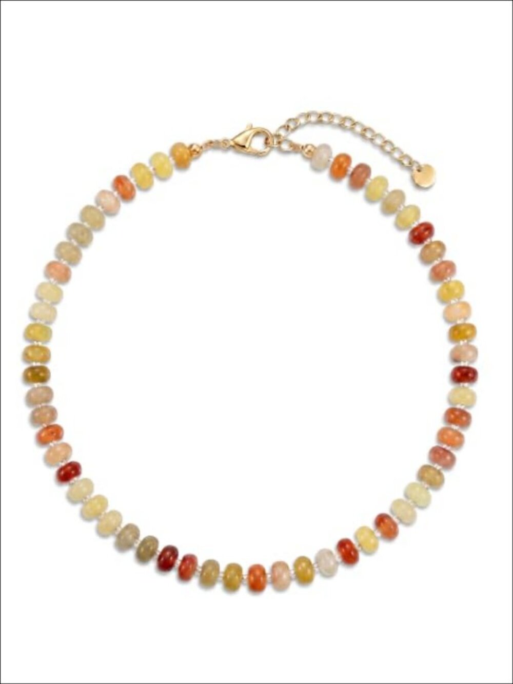 Natural Stone Beaded Necklace Gold Plated Stainless Steel Choker Layering
